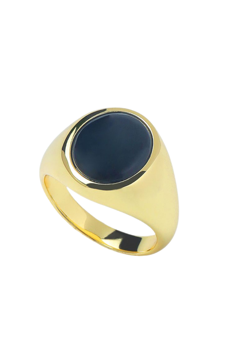 MIDNIGHT ONYX SIGNET RING Gold jewelry