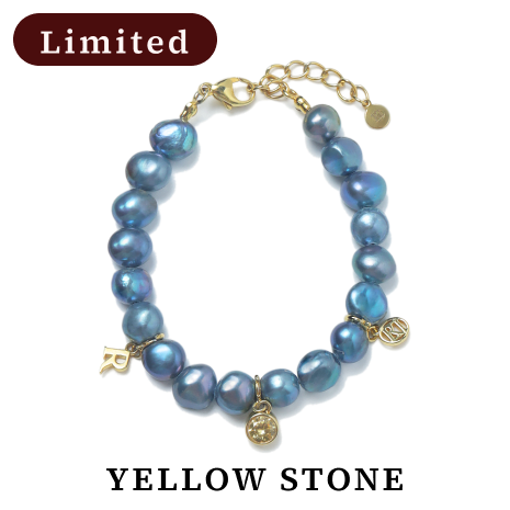 MIDNIGHT BLACKPEARL CHARM BRACELET Gold jewelry  - Yellow Stone -