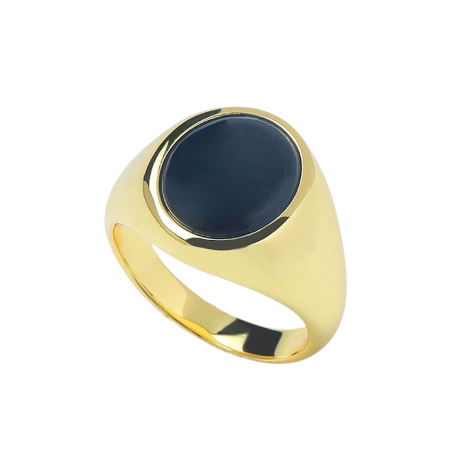 MIDNIGHT ONYX SIGNET RING Gold jewelry
